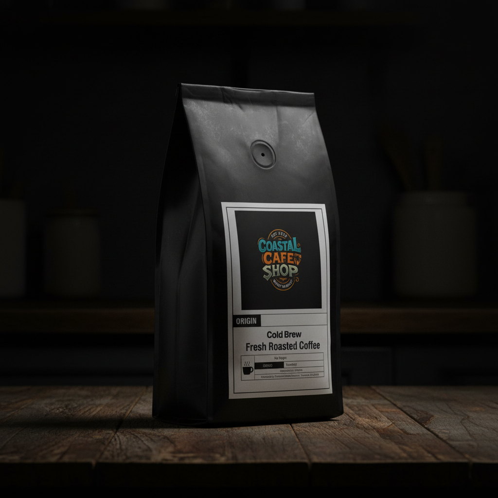 Cold Brew coffee bag on dark surface